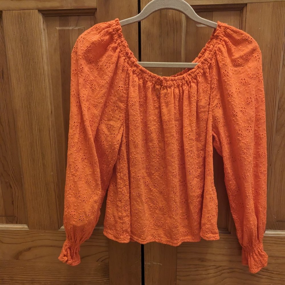 Sanctuary Evereve Women Size XS Sunfire Eyelet Blooming Top Balloon Sleeves